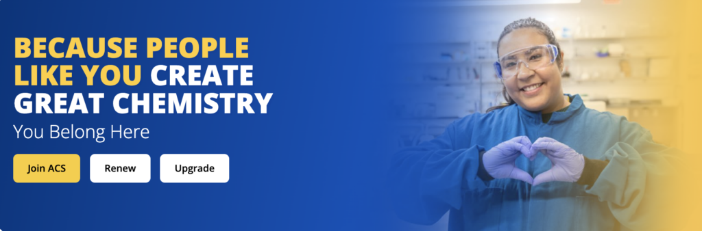 ACS member campaign ad featuring a scientist and member in their lab